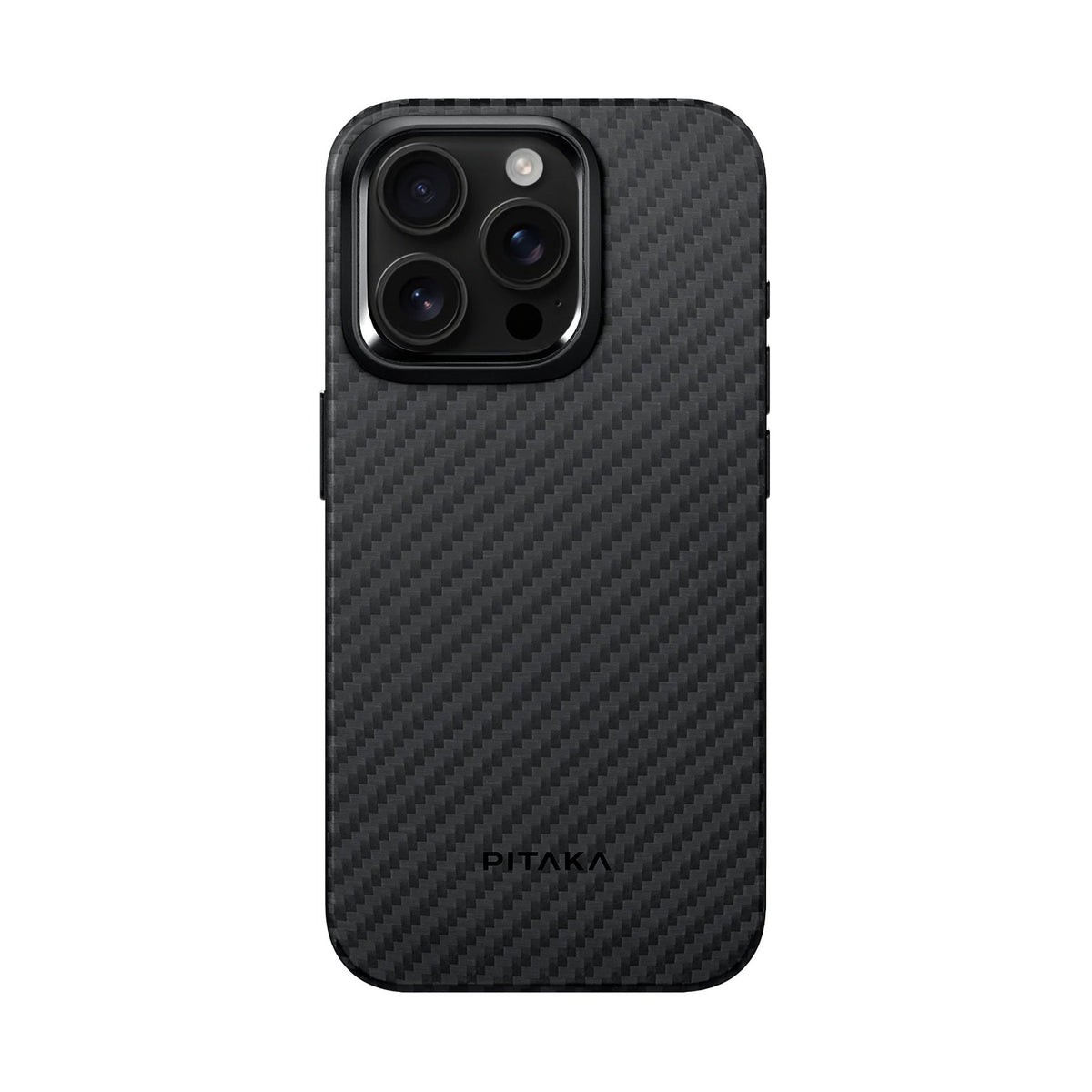 Pitaka iPhone 15 Pro Karbon Kılıf MagSafe Uyumlu Aramid Fiber - Cairn 1500D Black Gray