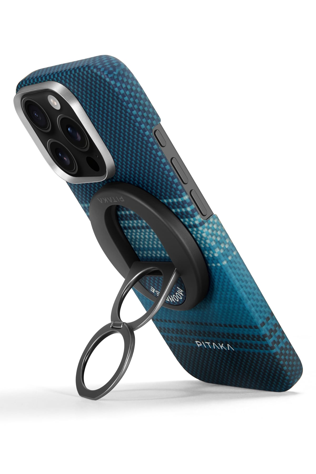 Pitaka Tactile Woven Yüzük Standlı iPhone 16 Pro MagSafe Uyumlu Aramid Fiber Kılıf Moonrise