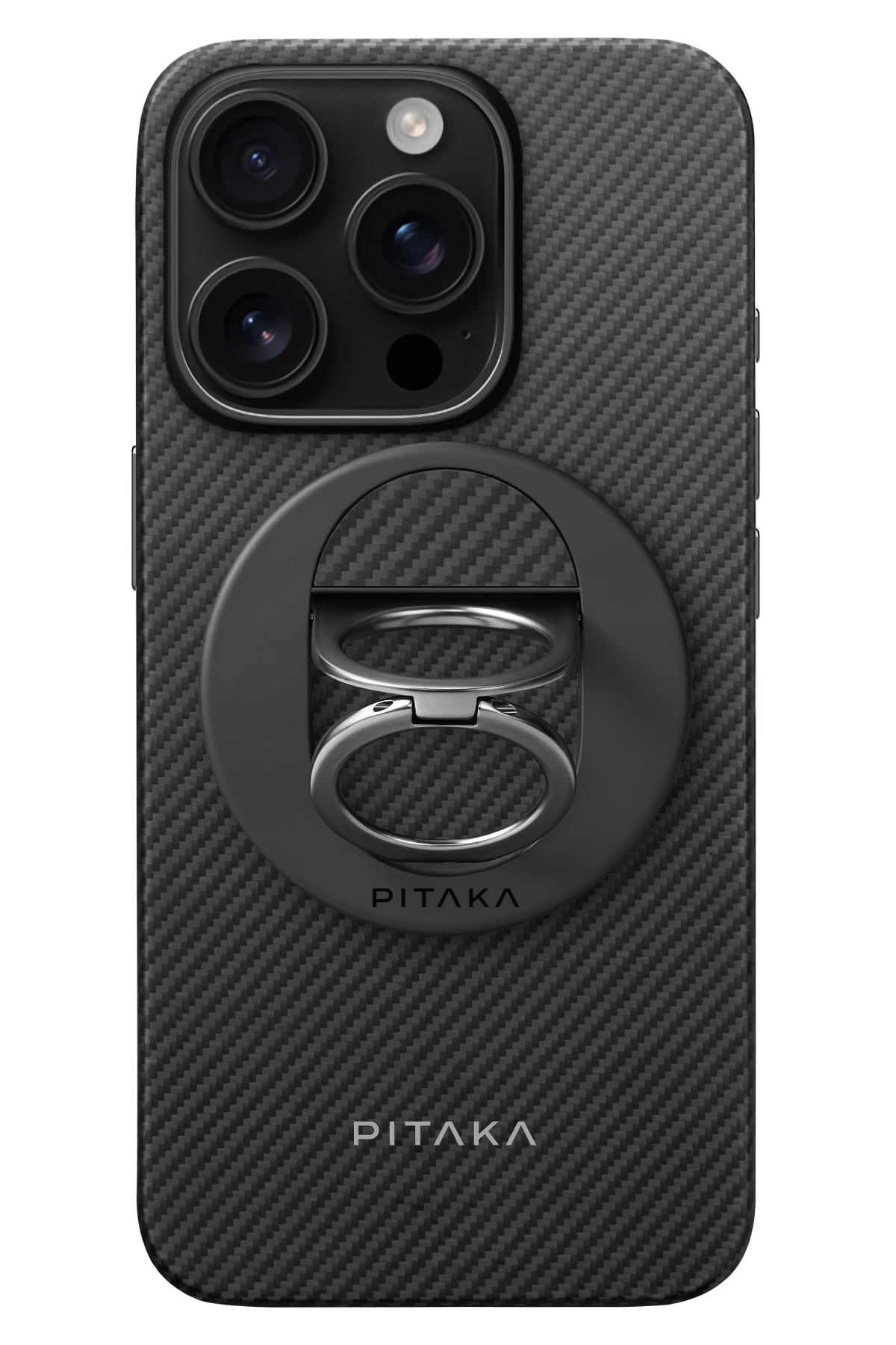 Pitaka Military-Grade Yüzük Standlı iPhone 16 Pro MagSafe Uyumlu Aramid Fiber Kılıf Siyah