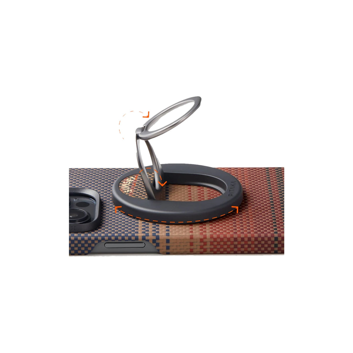 iPhone 16 Pro Max Karbon Kılıf MagSafe Uyumlu Aramid Fiber - Edge Sunset Yüzük Standlı