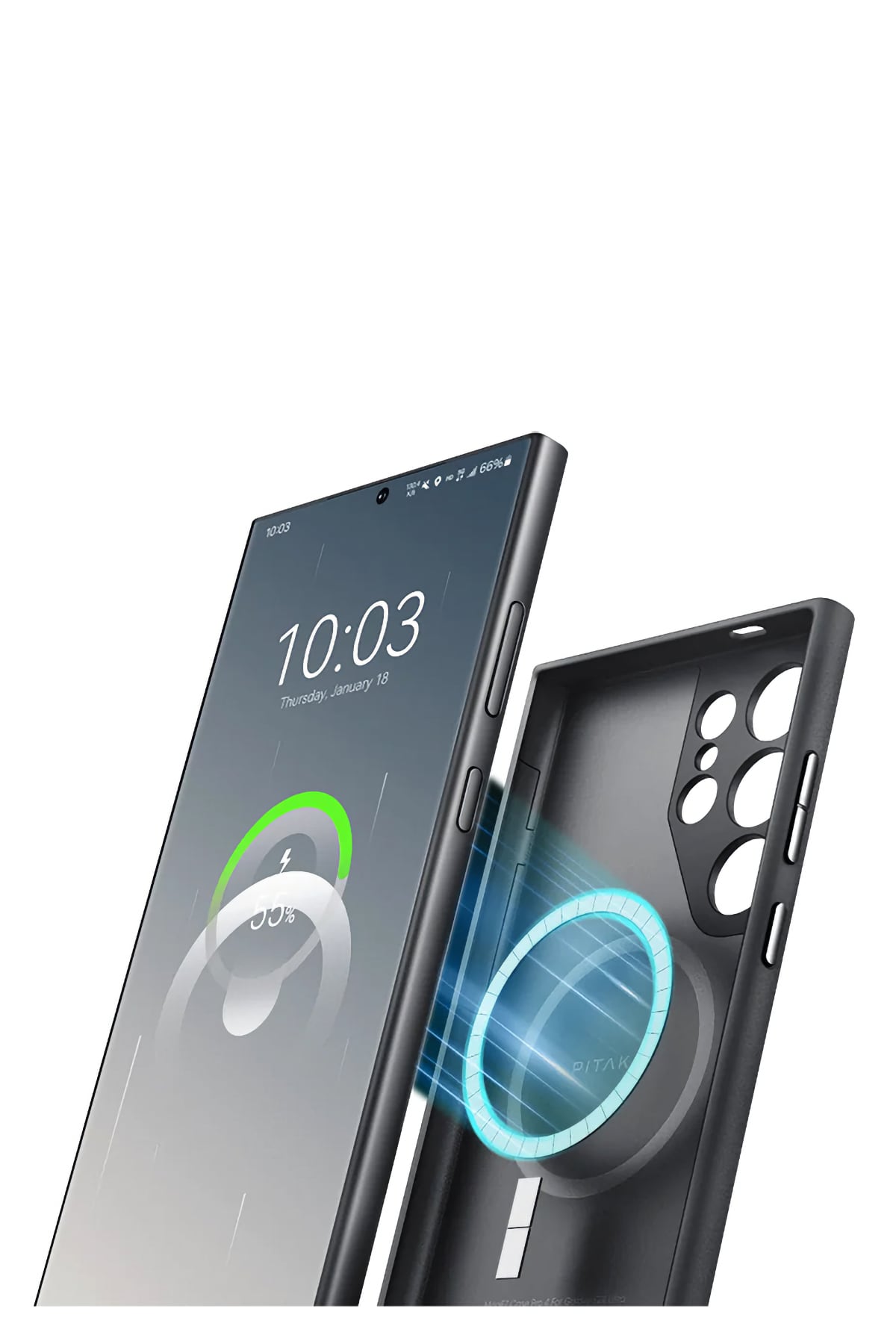 Pitaka PinButton Galaxy S24 Ultra Kılıf Magsafe Uyumlu Aramid Fiber 3 Fonksiyon Butonlu