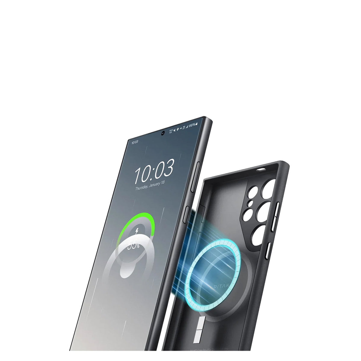 PinButton Galaxy S24 Ultra Kılıf Magsafe Uyumlu Aramid Fiber 3 Fonksiyon Butonlu