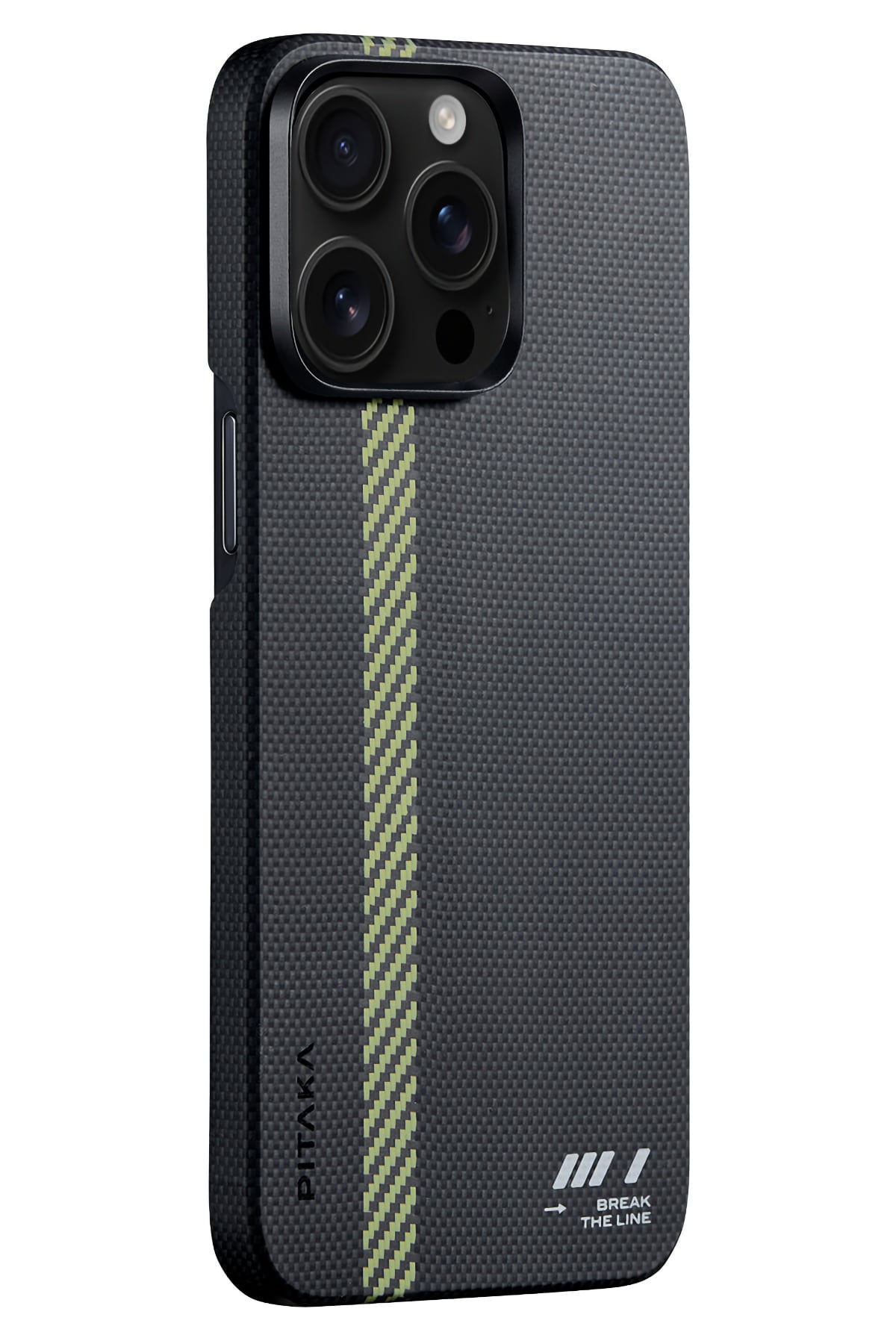 Pitaka Tactile Woven iPhone 15 Pro MagSafe Uyumlu 600D Aramid Fiber Kılıf Brake The Line