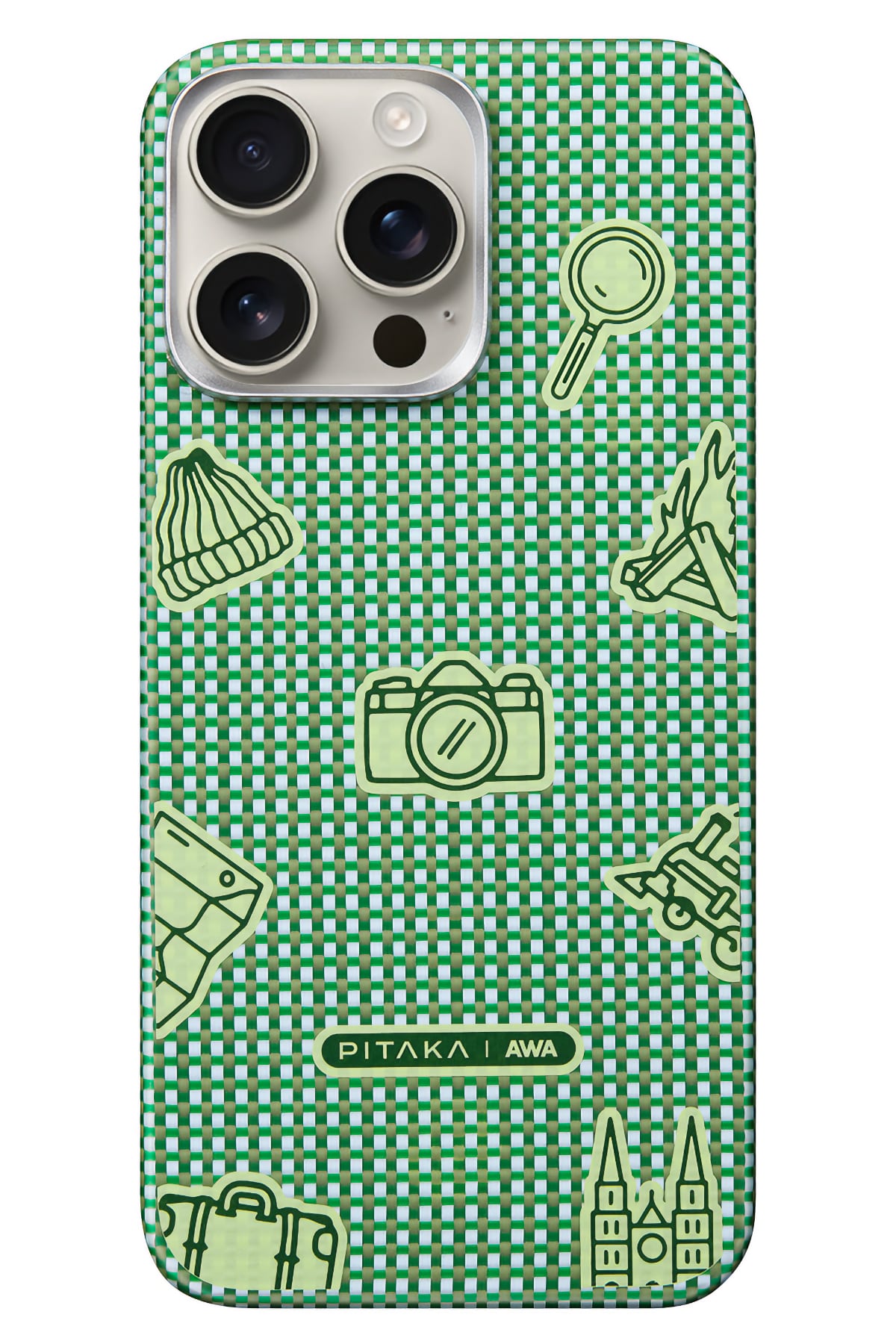 Pitaka Ultra Slim AWA iPhone 15 Pro Max MagSafe Uyumlu 600D Aramid Fiber Kılıf Forest