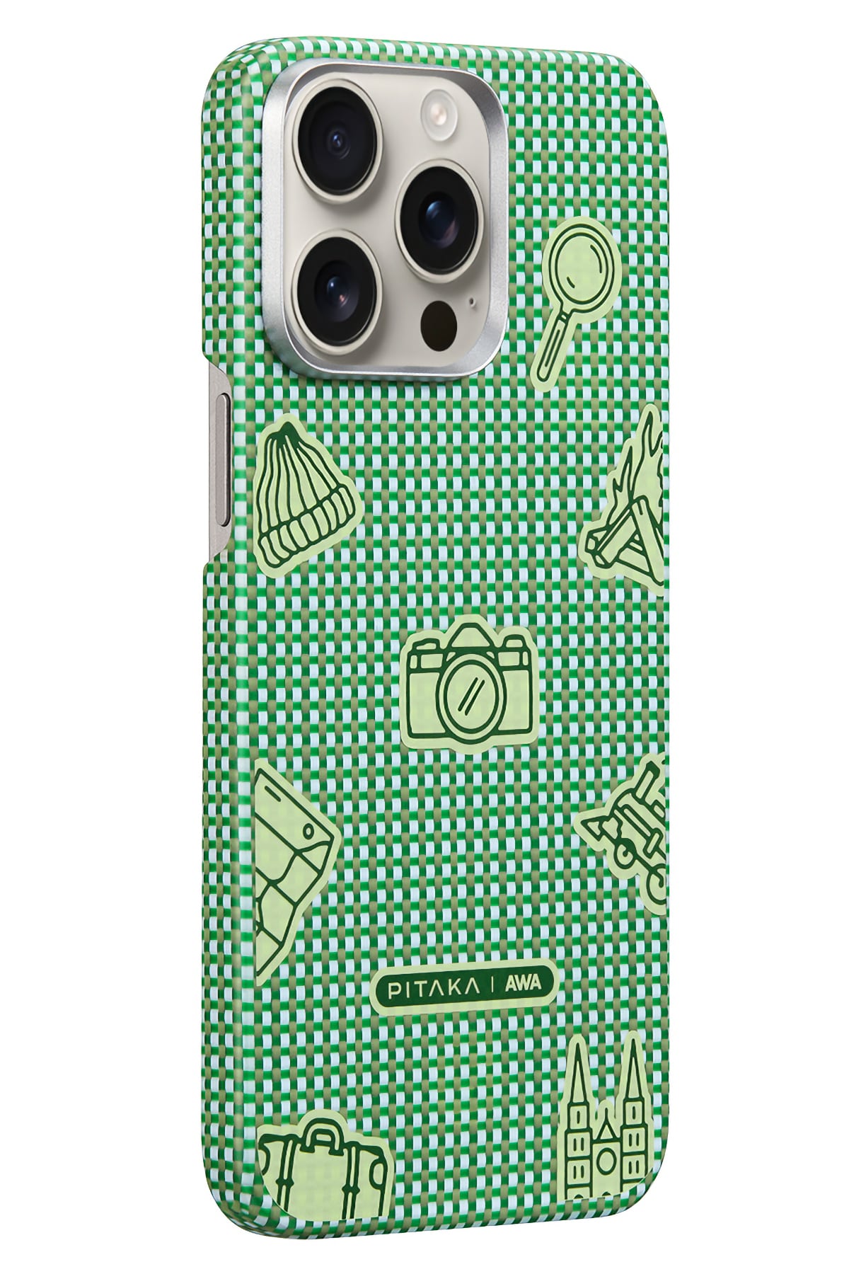 Pitaka Ultra Slim AWA iPhone 15 Pro Max MagSafe Uyumlu 600D Aramid Fiber Kılıf Forest