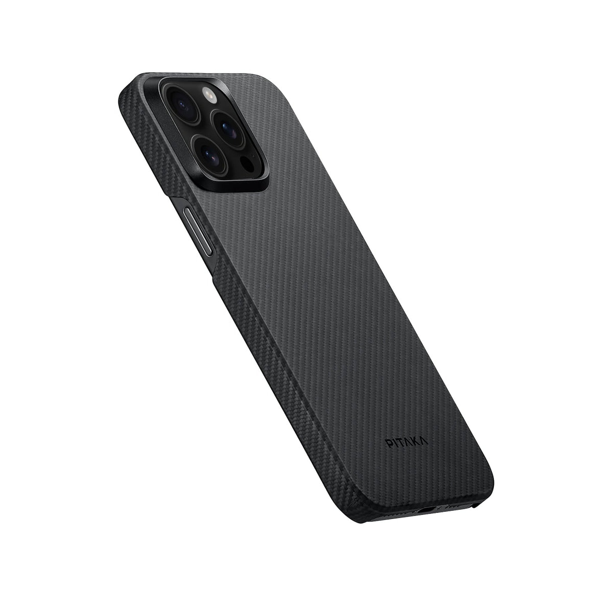 iPhone 15 Pro Max Karbon Kılıf MagSafe Uyumlu Aramid Fiber - Edge 600D Black Gray