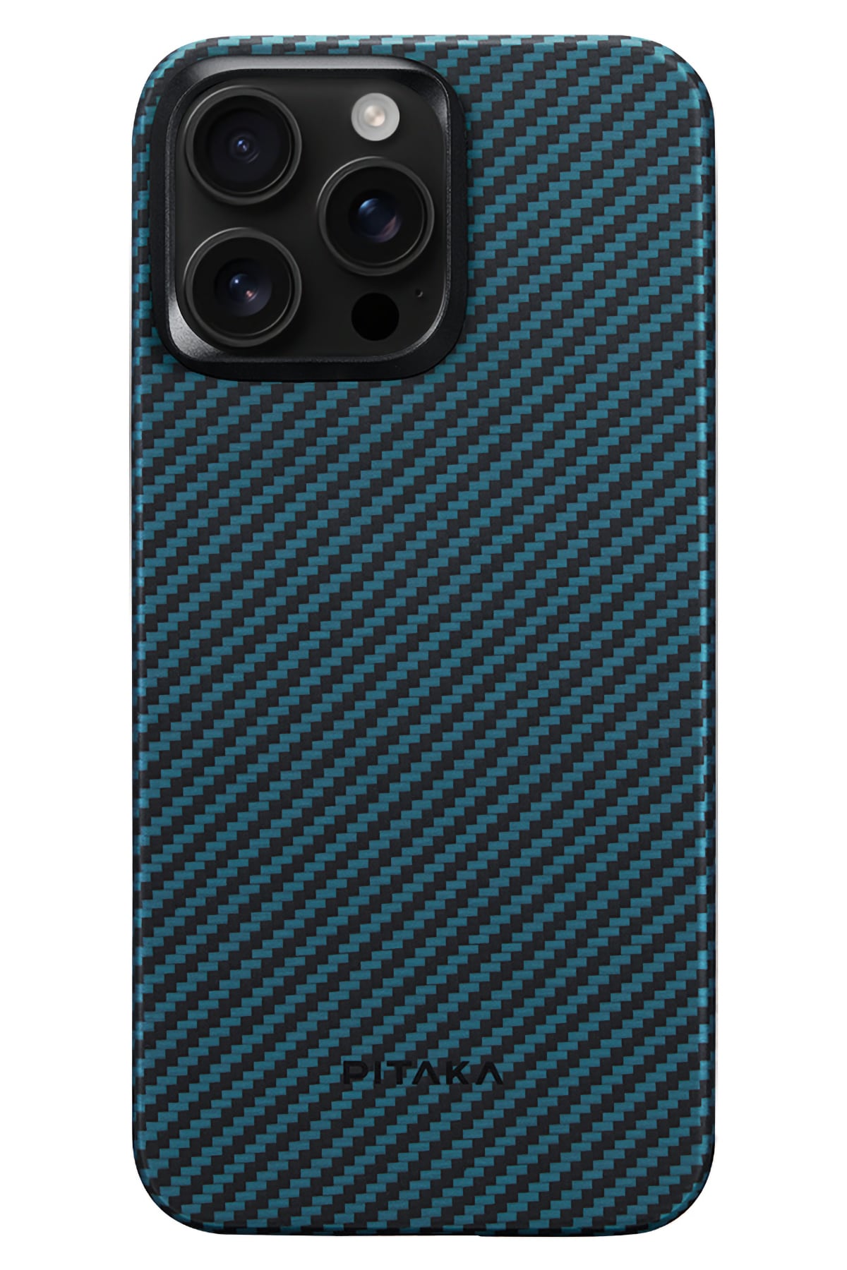 Pitaka Ultra Slim iPhone 15 Pro MagSafe Uyumlu Aramid Fiber Kılıf Black Blue Twill