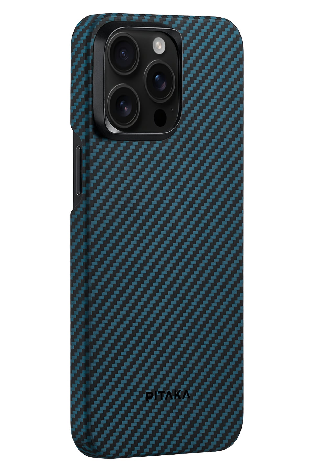 Pitaka Ultra Slim iPhone 15 Pro MagSafe Uyumlu Aramid Fiber Kılıf Black Blue Twill