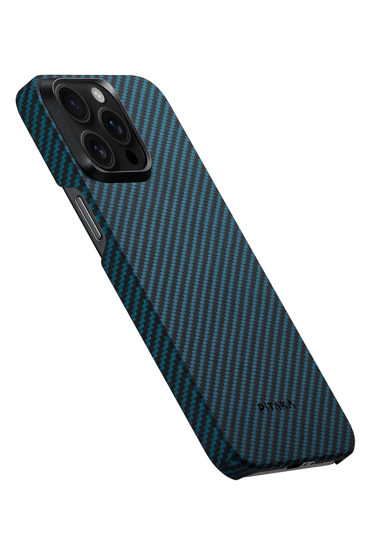 Pitaka Ultra Slim iPhone 15 Pro MagSafe Uyumlu Aramid Fiber Kılıf Black Blue Twill