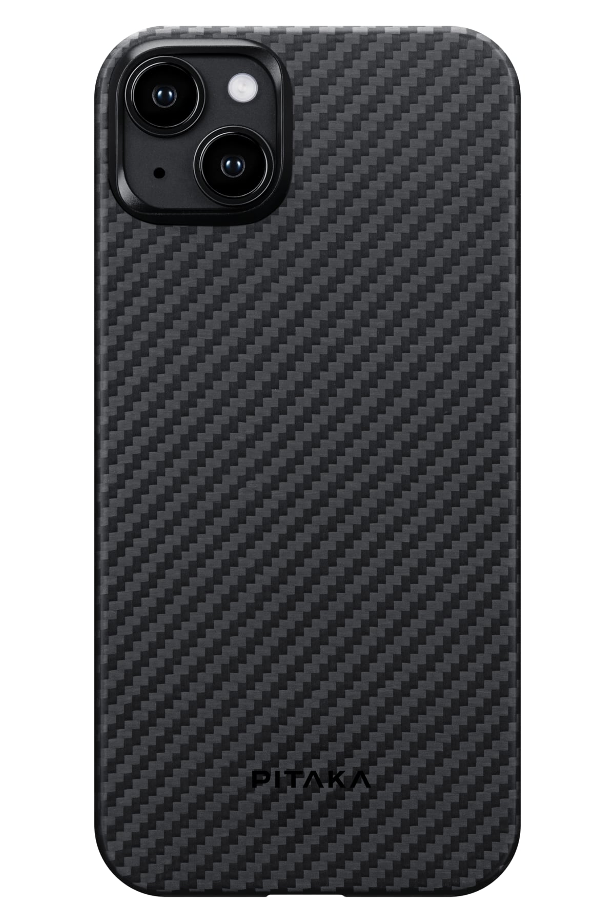 Pitaka Tactile Woven iPhone 15 Plus MagSafe Uyumlu 1500D Aramid Fiber Kılıf Black-Gray Twill