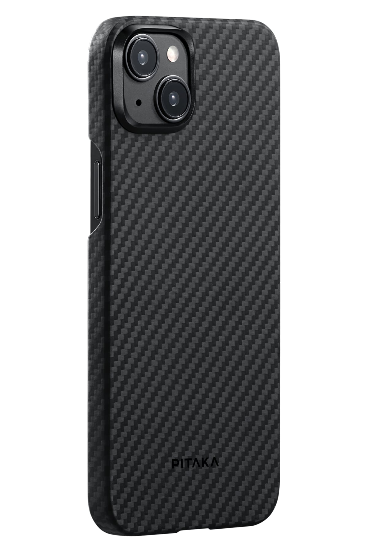 Pitaka Tactile Woven iPhone 15 Plus MagSafe Uyumlu 1500D Aramid Fiber Kılıf Black-Gray Twill