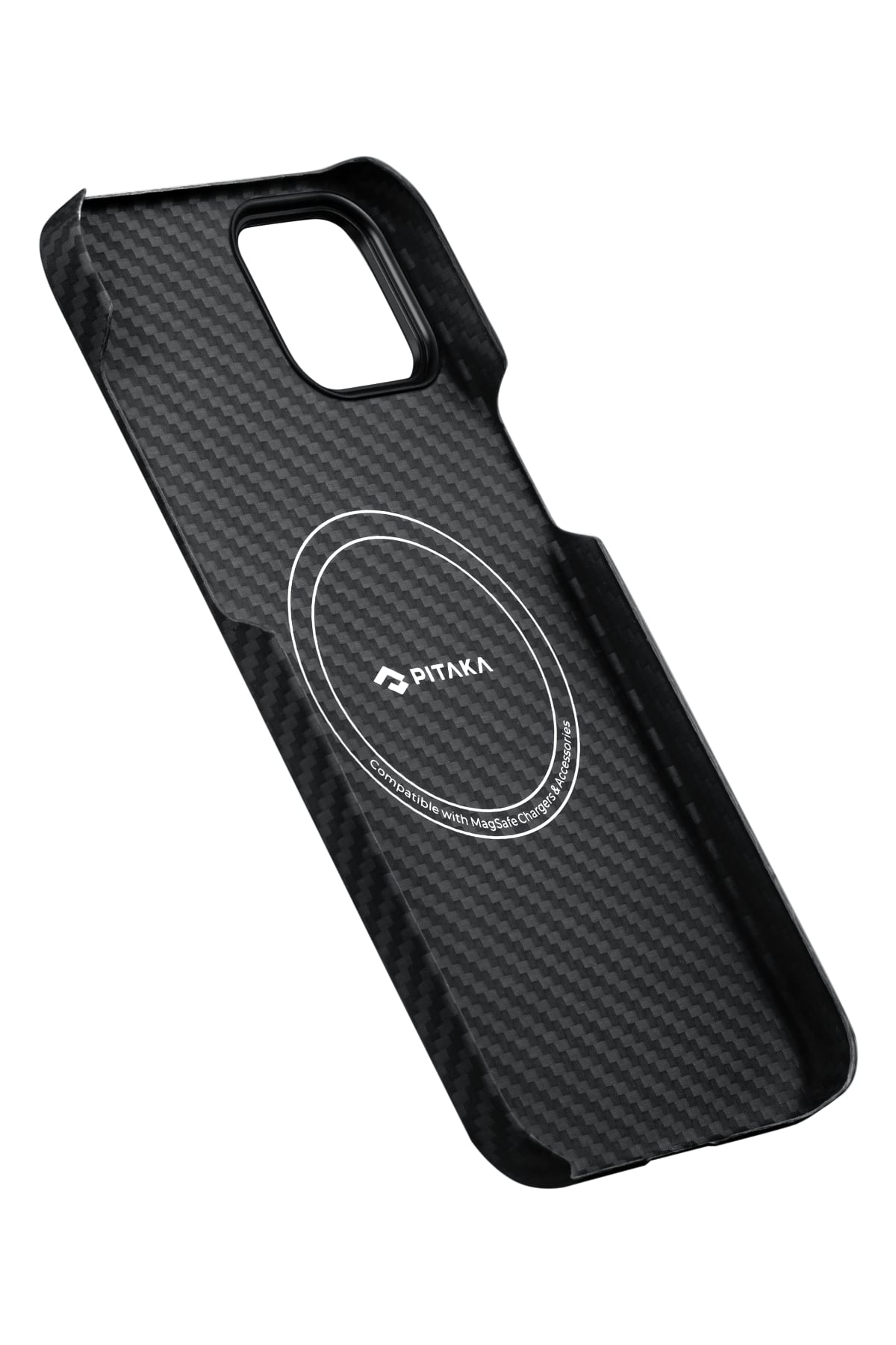 Pitaka Tactile Woven iPhone 15 Plus MagSafe Uyumlu 1500D Aramid Fiber Kılıf Black-Gray Twill