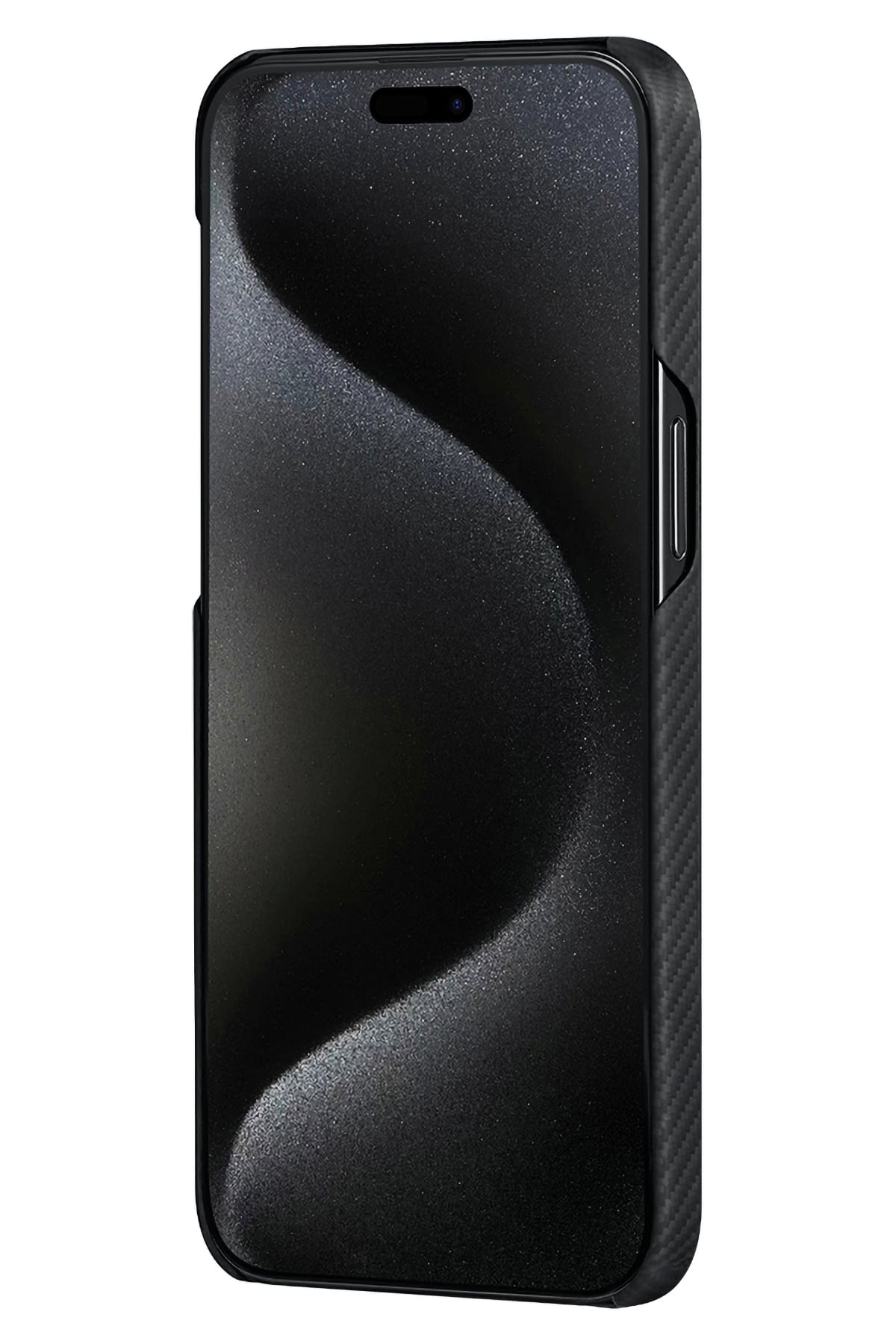 Pitaka Tactile Woven iPhone 15 Plus MagSafe Uyumlu 1500D Aramid Fiber Kılıf Black-Gray Twill