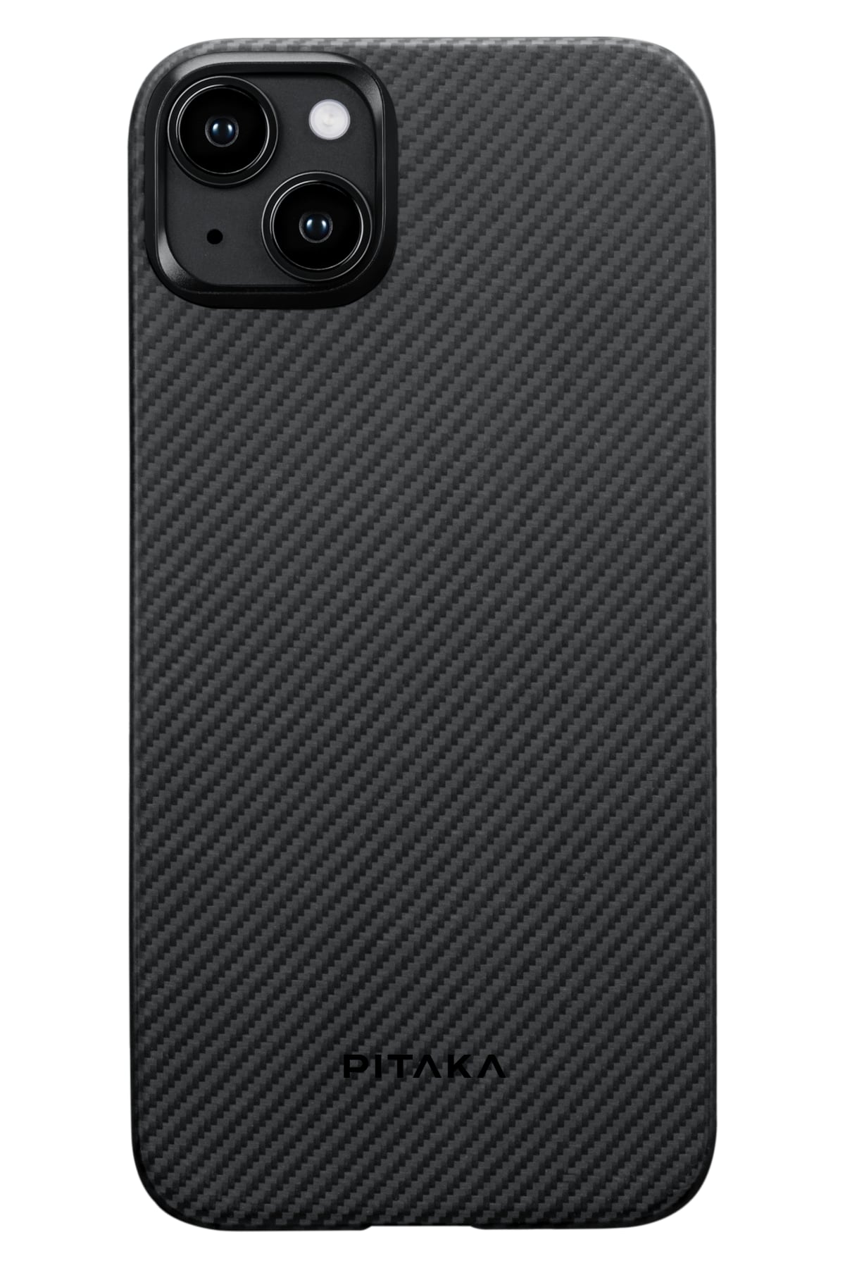 Pitaka Tactile Woven iPhone 15 Plus MagSafe Uyumlu 600D Aramid Fiber Kılıf Black-Gray Twill