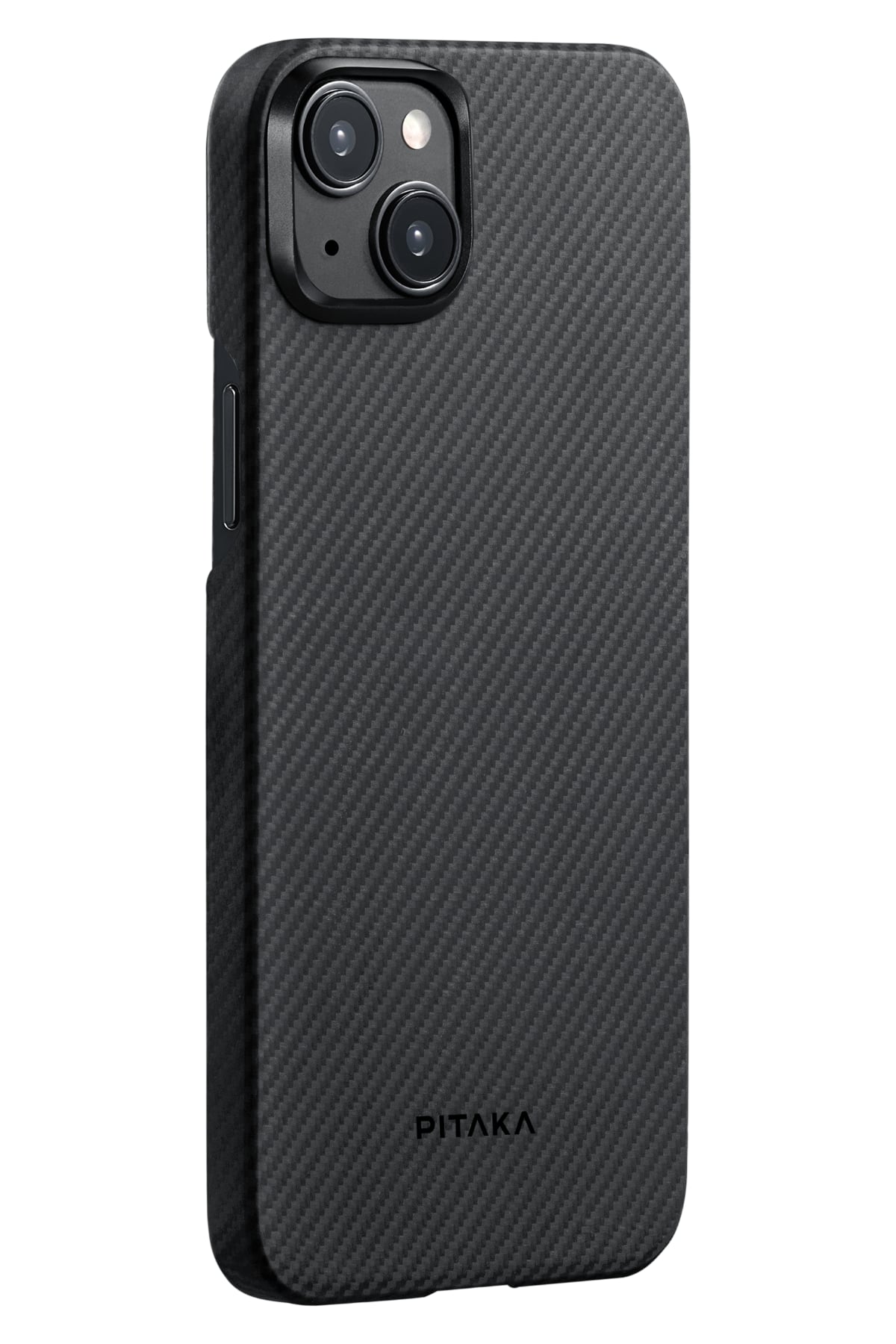 Pitaka Tactile Woven iPhone 15 Plus MagSafe Uyumlu 600D Aramid Fiber Kılıf Black-Gray Twill