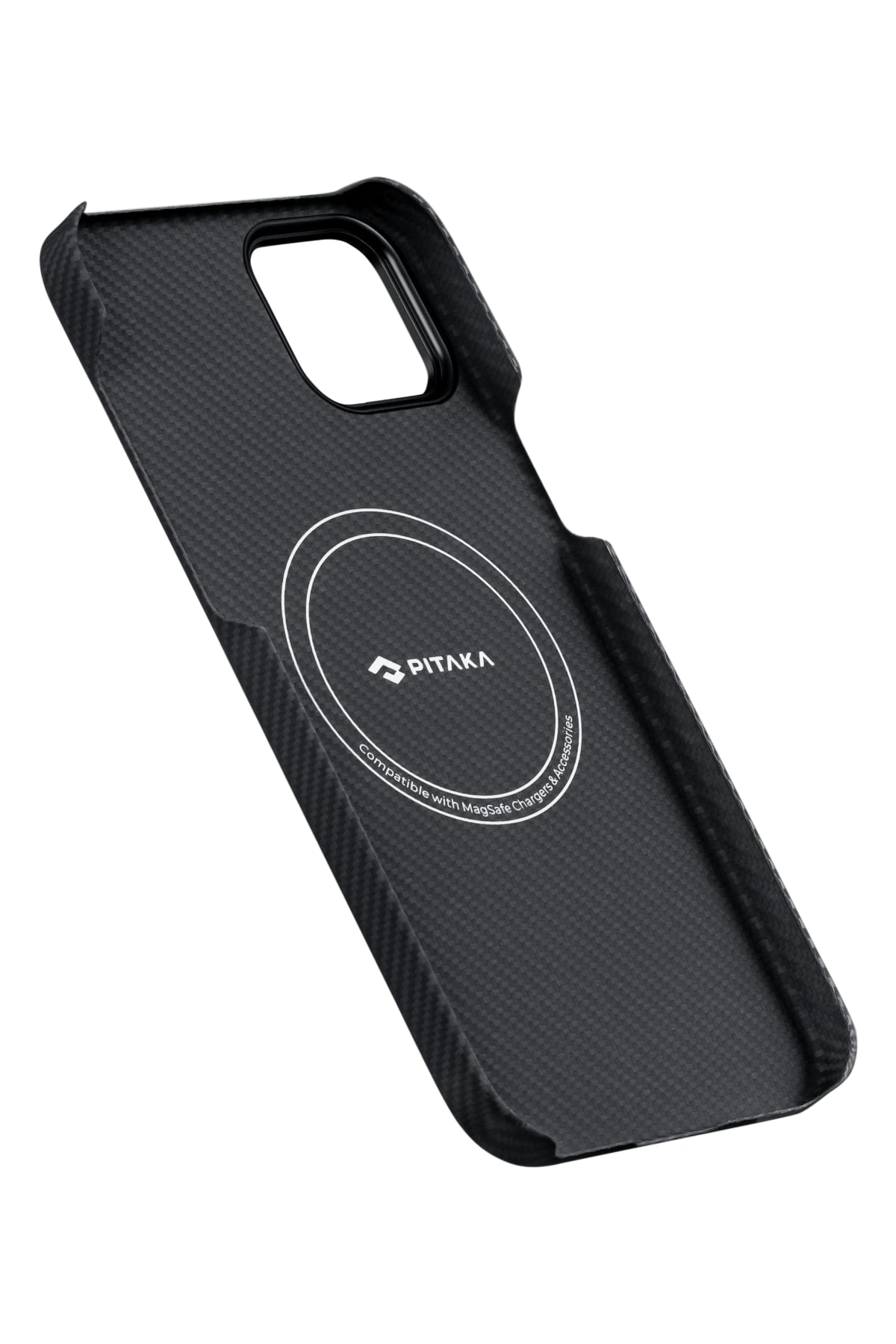 Pitaka Tactile Woven iPhone 15 Plus MagSafe Uyumlu 600D Aramid Fiber Kılıf Black-Gray Twill