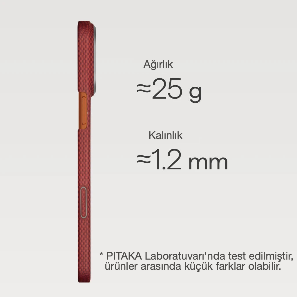 Pitaka iPhone 17 Pro Karbon Kılıf MagSafe Uyumlu Aramid Fiber - Edge Daybreak Red