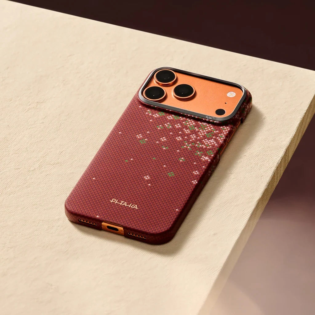Pitaka iPhone 17 Pro Karbon Kılıf MagSafe Uyumlu Aramid Fiber - Edge Daybreak Red