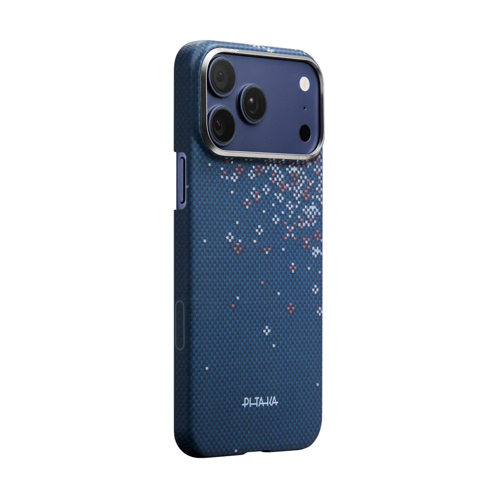 Pitaka iPhone 17 Pro Karbon Kılıf MagSafe Uyumlu Aramid Fiber - Edge Nightfall Blue