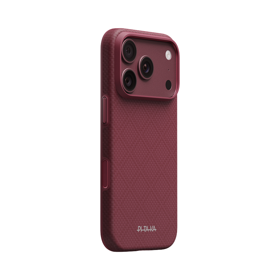 Pitaka iPhone 18 Pro Karbon Kılıf MagSafe Uyumlu Aramid Fiber - Summa Burgundy