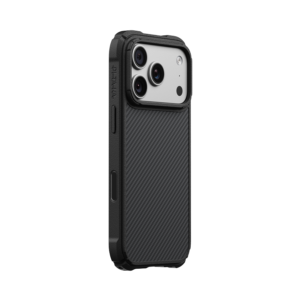 Pitaka iPhone 18 Pro Karbon Kılıf MagSafe Uyumlu Aramid Fiber - Cairn 600D Black Gray