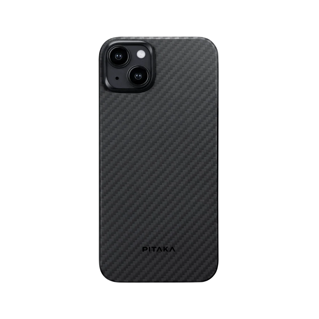 Pitaka iPhone 15 Plus Karbon Kılıf MagSafe Uyumlu Aramid Fiber - Edge 1500D Black Gray
