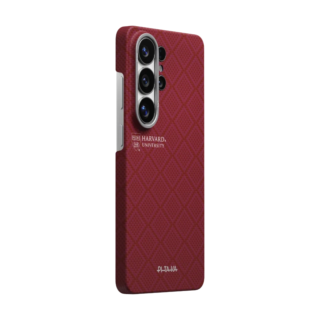 Pitaka Galaxy S26 Ultra Karbon Kılıf MagSafe Uyumlu Aramid Fiber - Edge Harvard Crimson