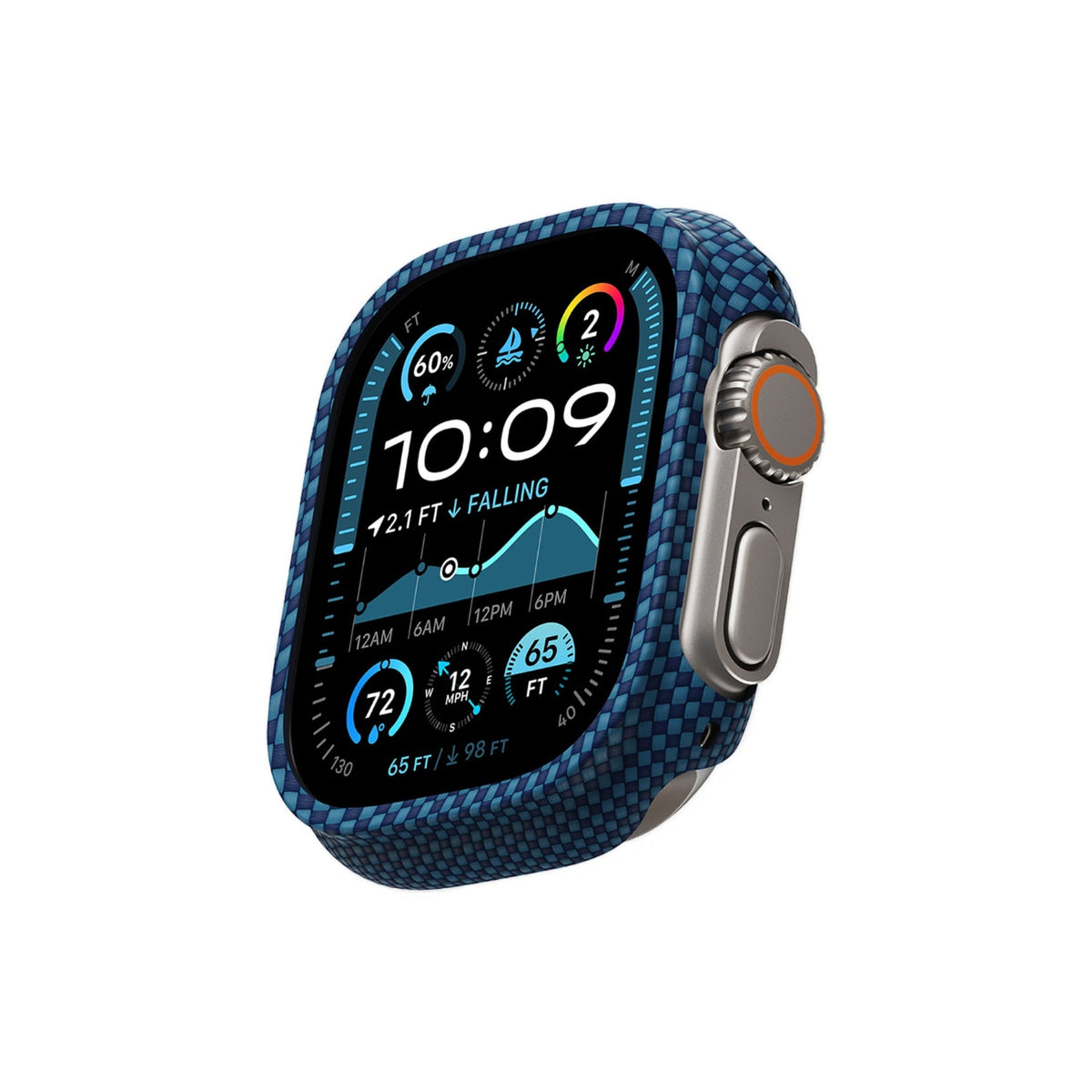 Pitaka Aramid Fiber 600D Apple Watch Ultra 49mm Uyumlu Kasa Koruyucu Mavi