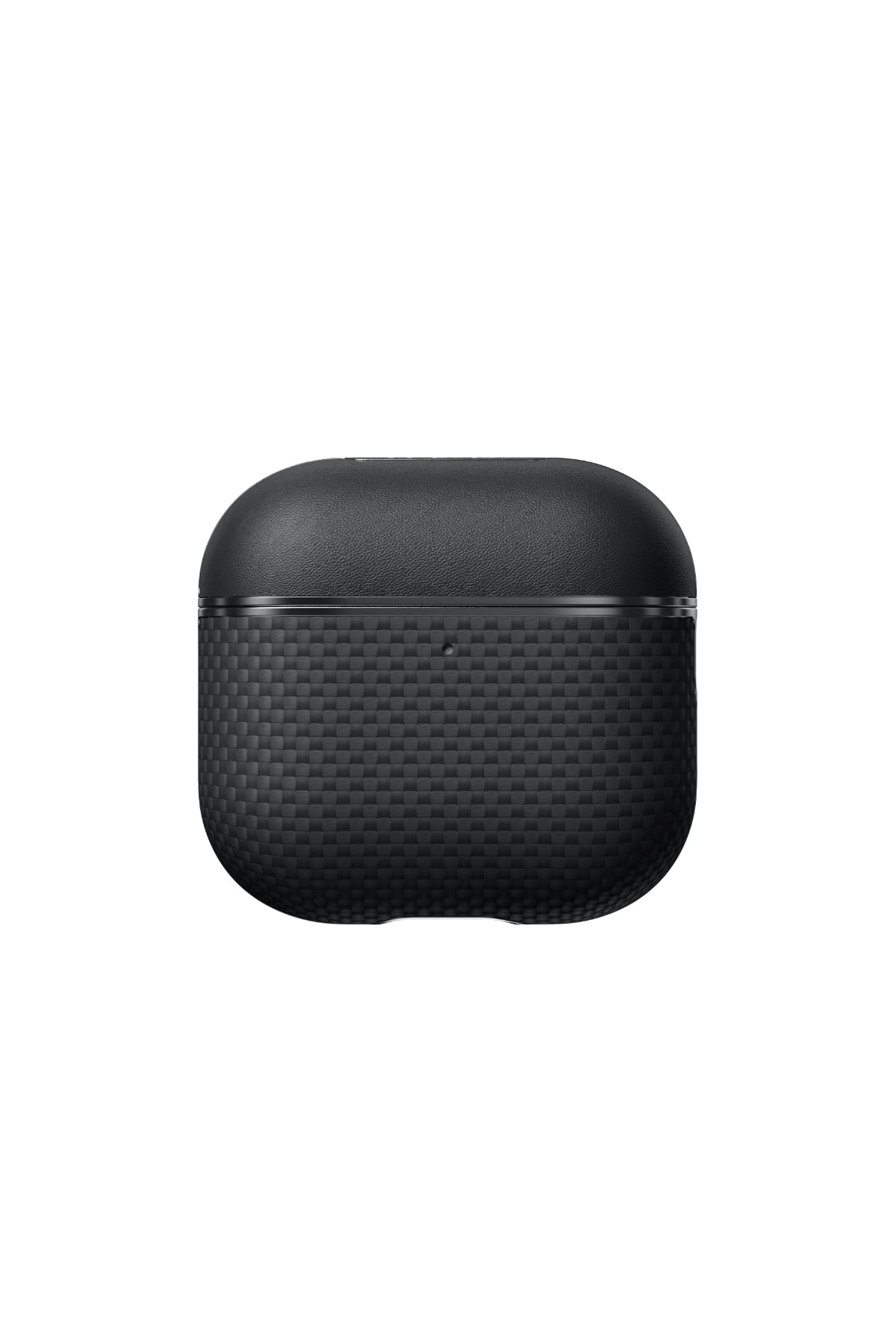 AirPods 4 Black-Gray Twill Kılıf | Aramid Fiber ve Deri Tasarım