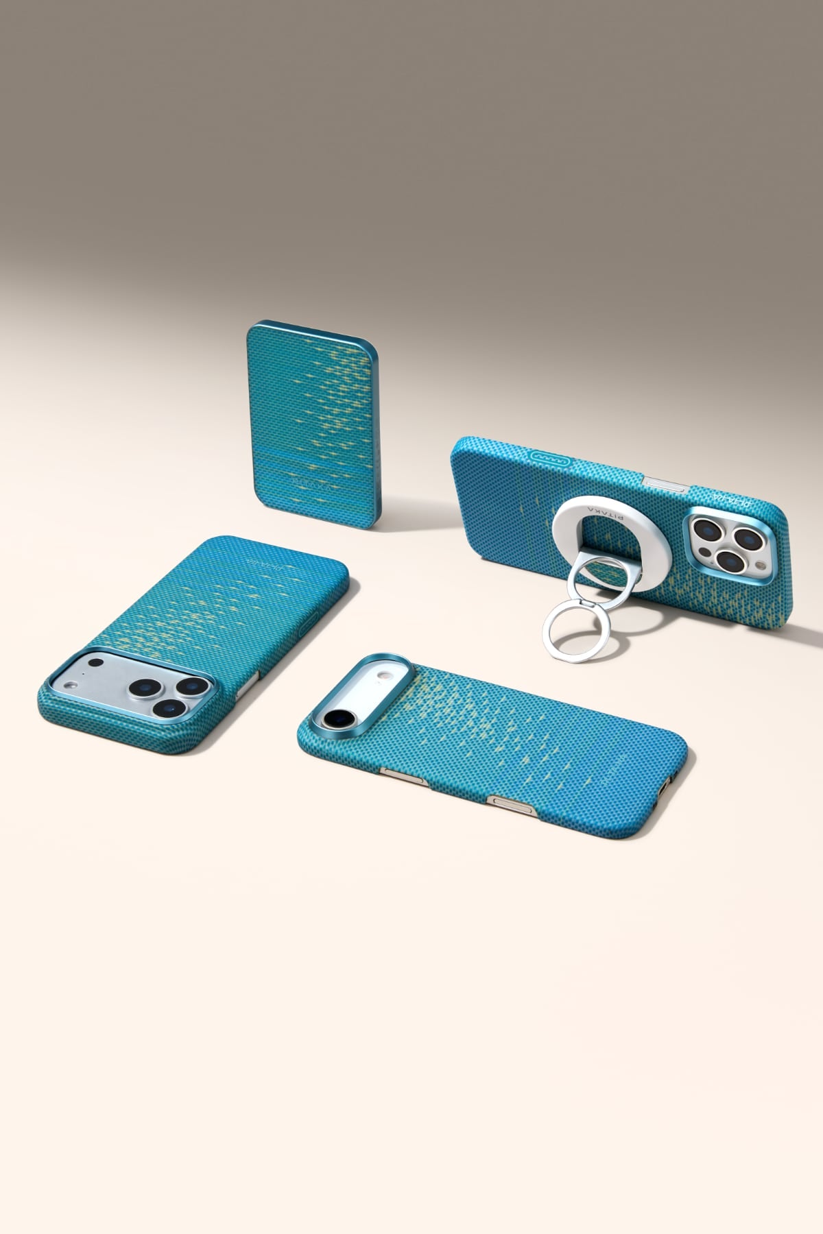 Pitaka Aramid Fiber MagEZ Grip 3 Magsafe Magnetik Ring Stand Telefon Tutucu Lucid Blue