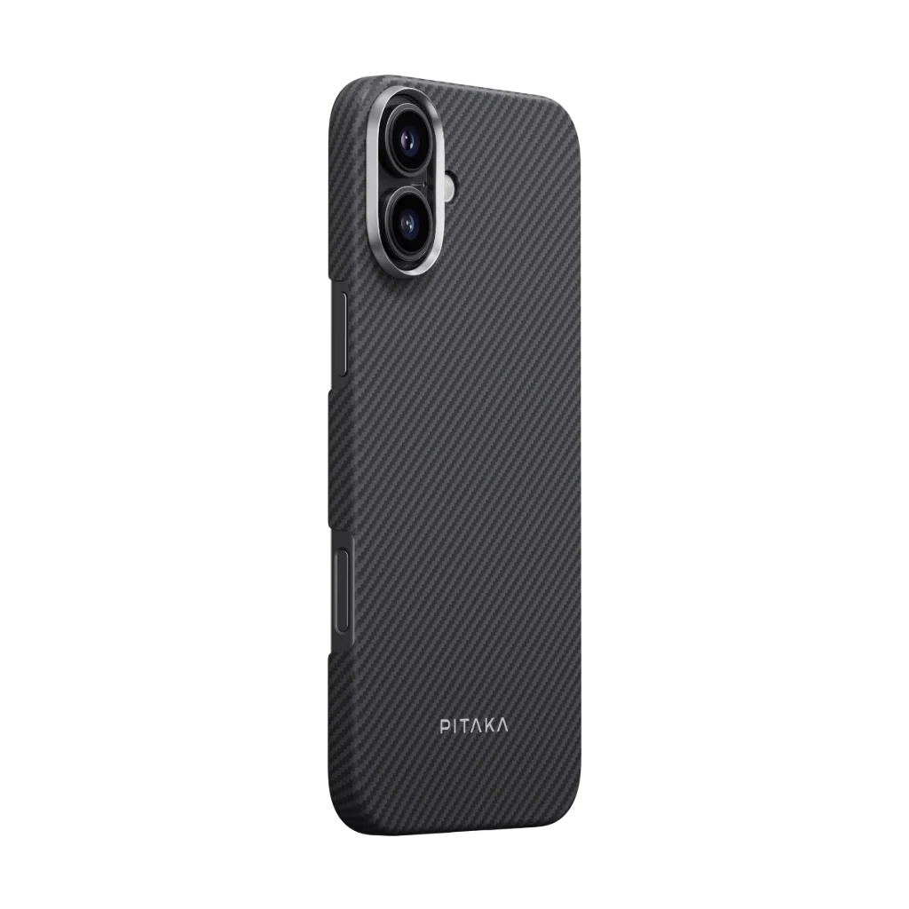 Pitaka iPhone 16 Plus Karbon Kılıf MagSafe Uyumlu Aramid Fiber - Edge 600D Black Gray