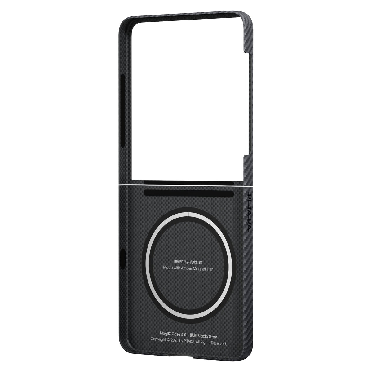 Pitaka Galaxy Z Flip7 Karbon Kılıf MagSafe Uyumlu Aramid Fiber - Edge 600D Black Gray