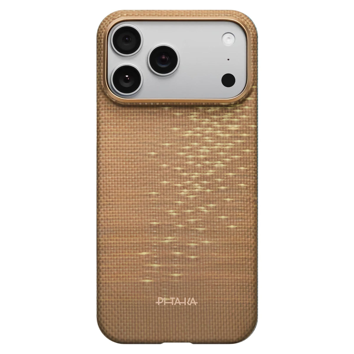 Pitaka iPhone 17 Pro Karbon Kılıf MagSafe Uyumlu Aramid Fiber - Edge Golden Glint