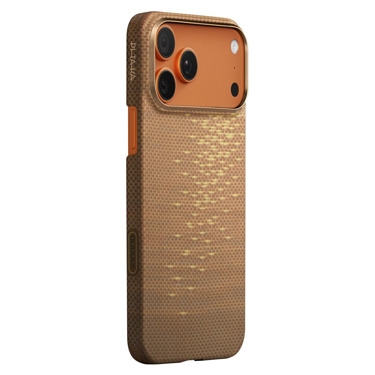 Pitaka iPhone 17 Pro Max Karbon Kılıf MagSafe Uyumlu Aramid Fiber - Edge Golden Glint