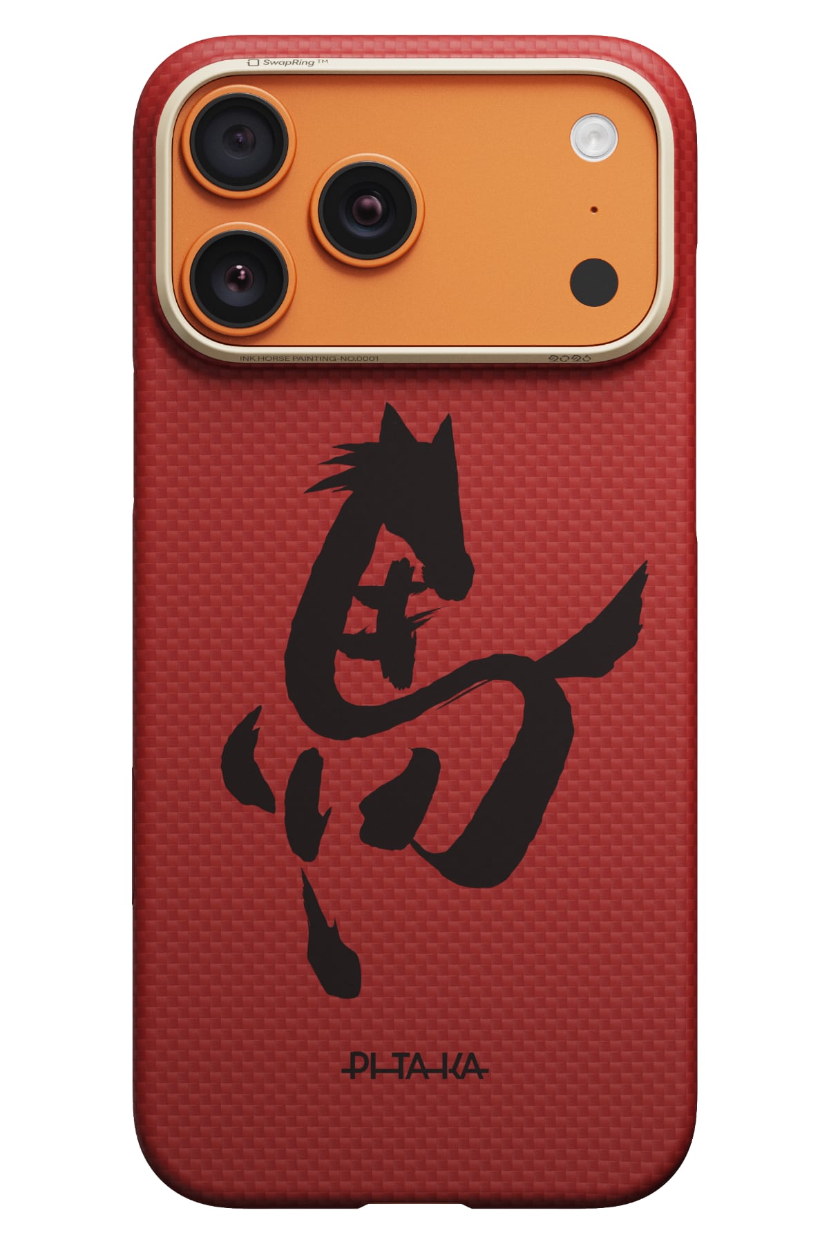 Pitaka Horse Painting iPhone 17 Pro Max MagSafe uyumlu Aramid Fiber Kılıf Cinnabar