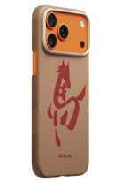 Pitaka Horse Painting iPhone 17 Pro Max MagSafe uyumlu Aramid Fiber Kılıf Gold & Jade