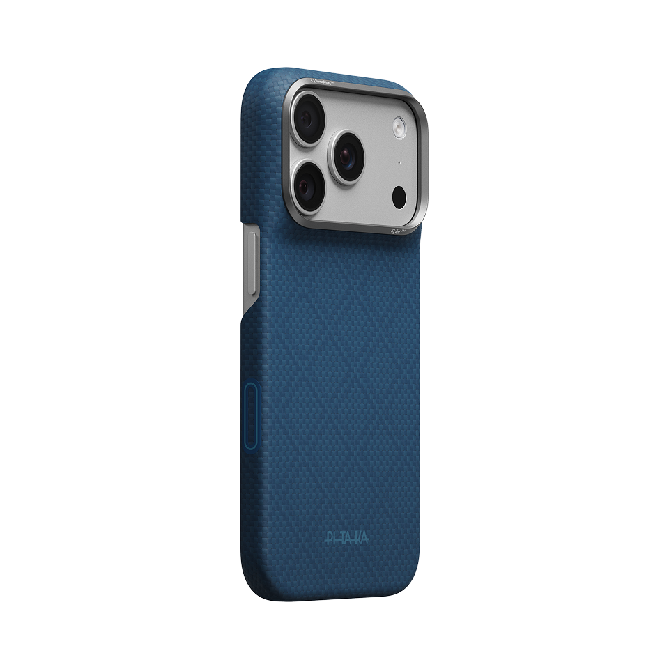 Pitaka iPhone 18 Pro Karbon Kılıf MagSafe Uyumlu Aramid Fiber - Edge Abyss Blue