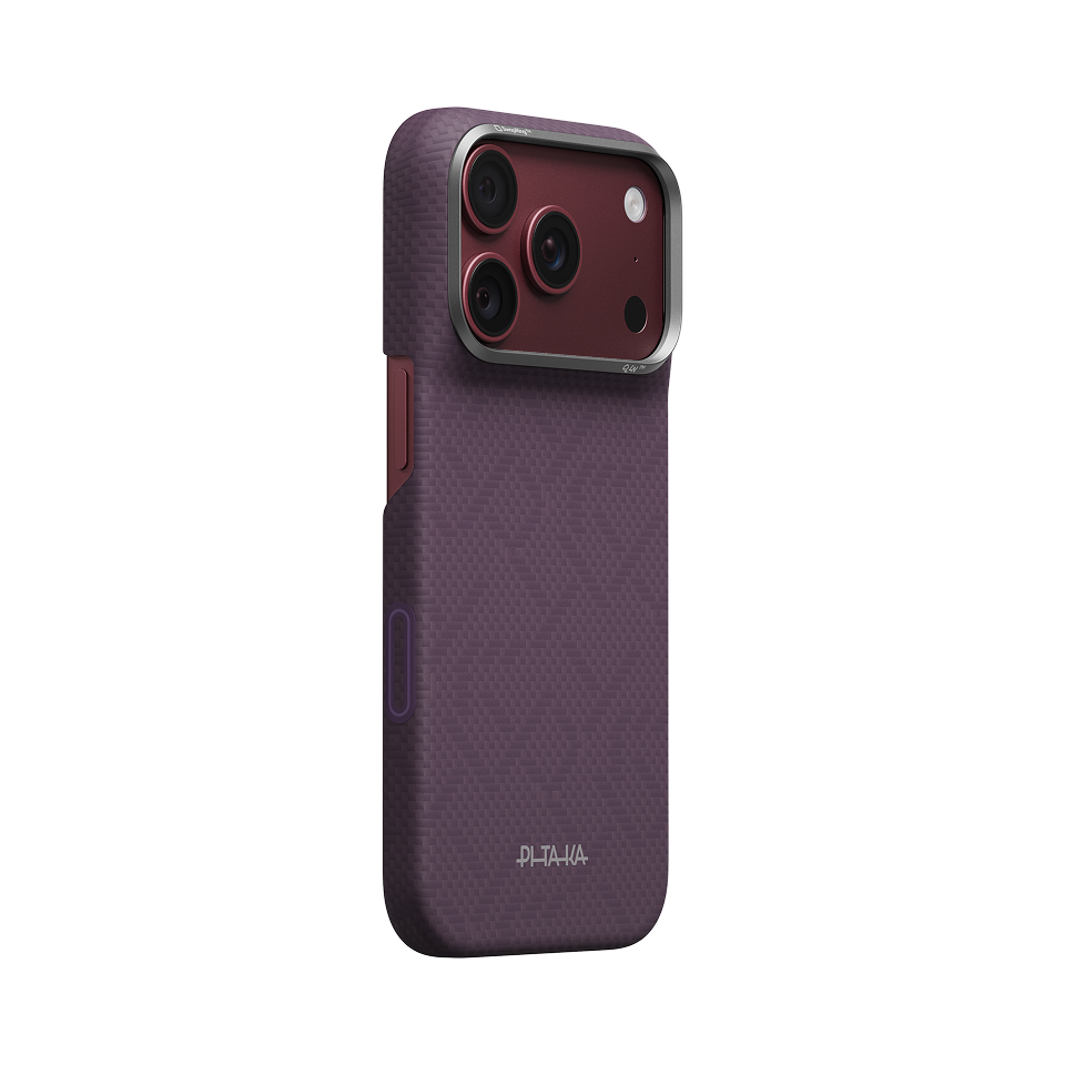 Pitaka iPhone 18 Pro Karbon Kılıf MagSafe Uyumlu Aramid Fiber - Edge Weaving Charoite Purple