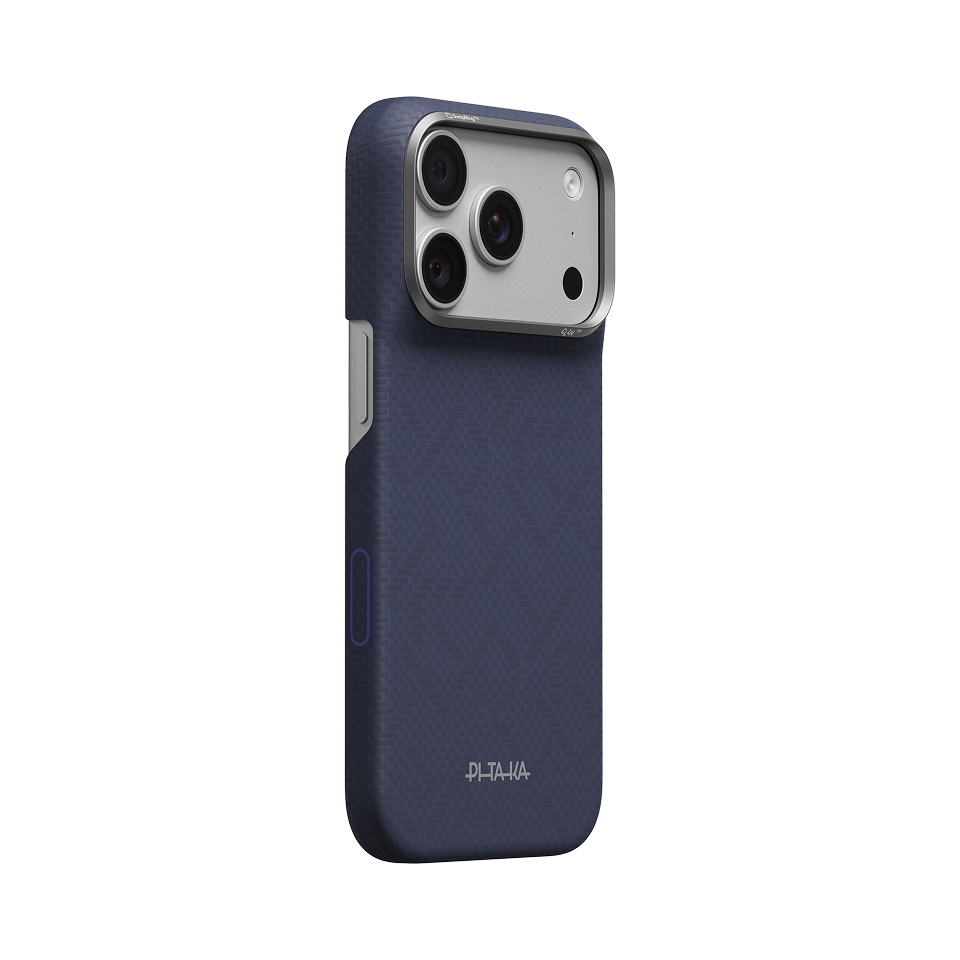 Pitaka iPhone 18 Pro Karbon Kılıf MagSafe Uyumlu Aramid Fiber - Edge Weaving Sapphire Blue