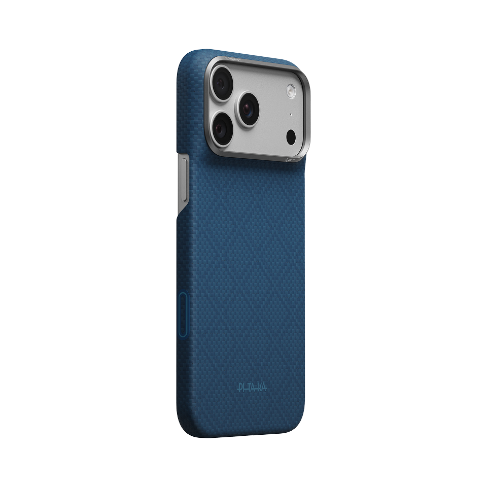 Pitaka iPhone 18 Pro Max Karbon Kılıf MagSafe Uyumlu Aramid Fiber - Edge Abyss Blue