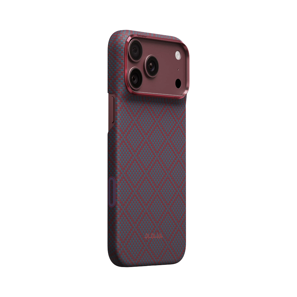 Pitaka iPhone 18 Pro Max Karbon Kılıf MagSafe Uyumlu Aramid Fiber - Edge Blue's Red