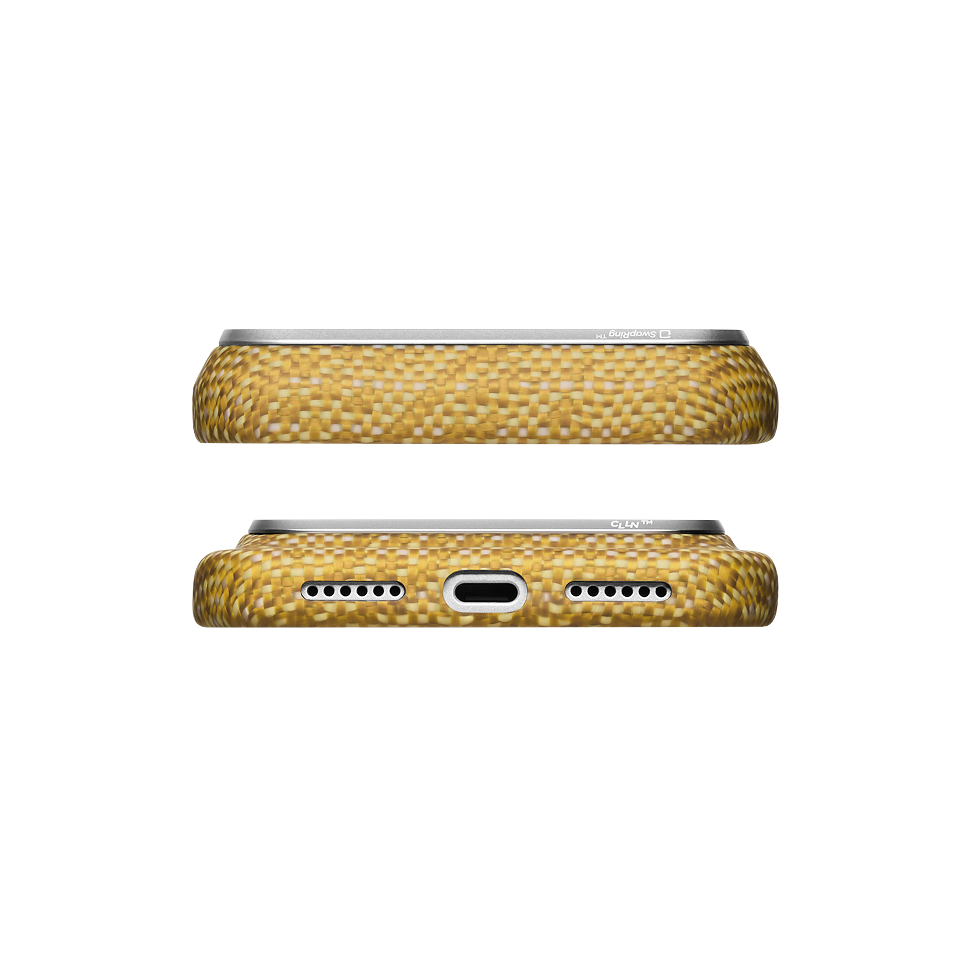 iPhone 18 Pro Karbon Kılıf MagSafe Uyumlu Aramid Fiber - Edge Golden Drift