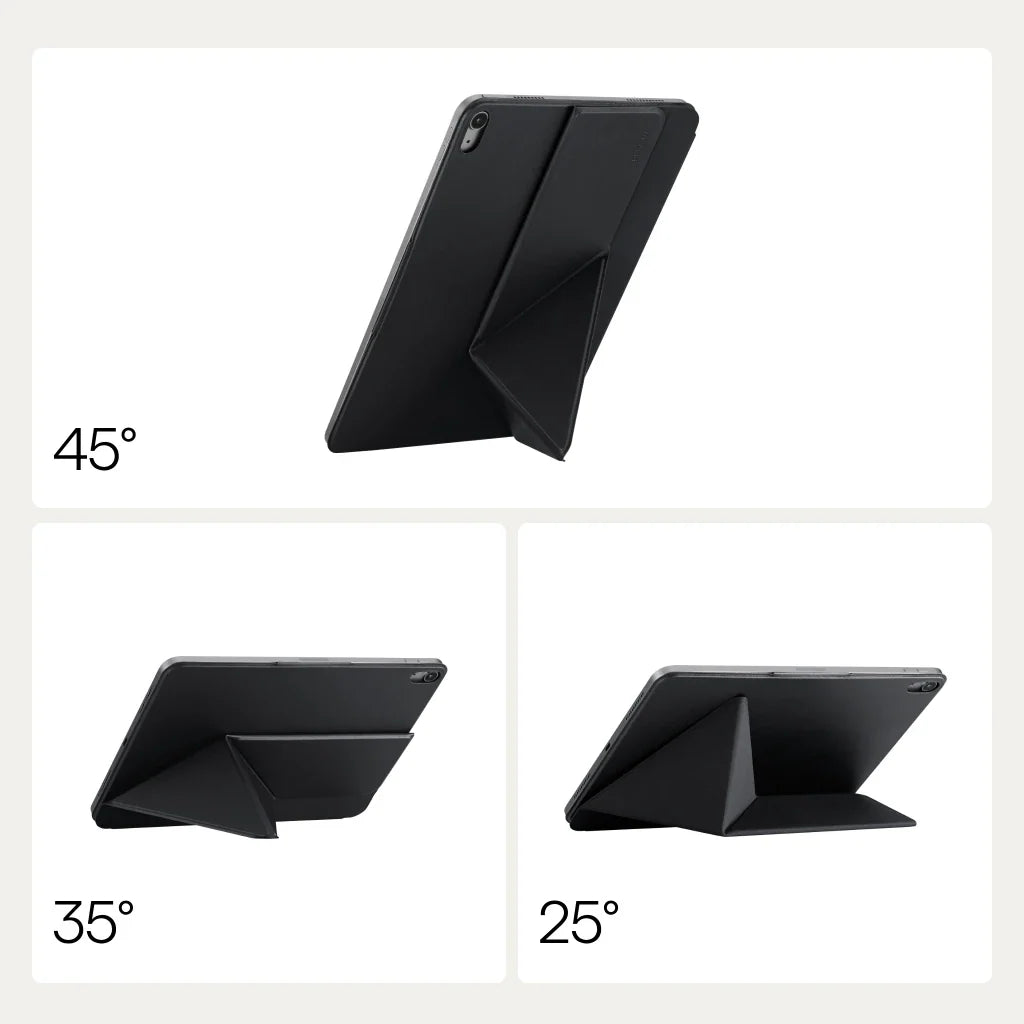 Pitaka iPad Air 11 M4 / M3 / M2 Kılıf Folio 3 Siyah, Kalem Bölmeli Standlı