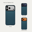 Pitaka iPhone 17 Pro Max Karbon Kılıf MagSafe Uyumlu Aramid Fiber - Edge 1500D Black Blue