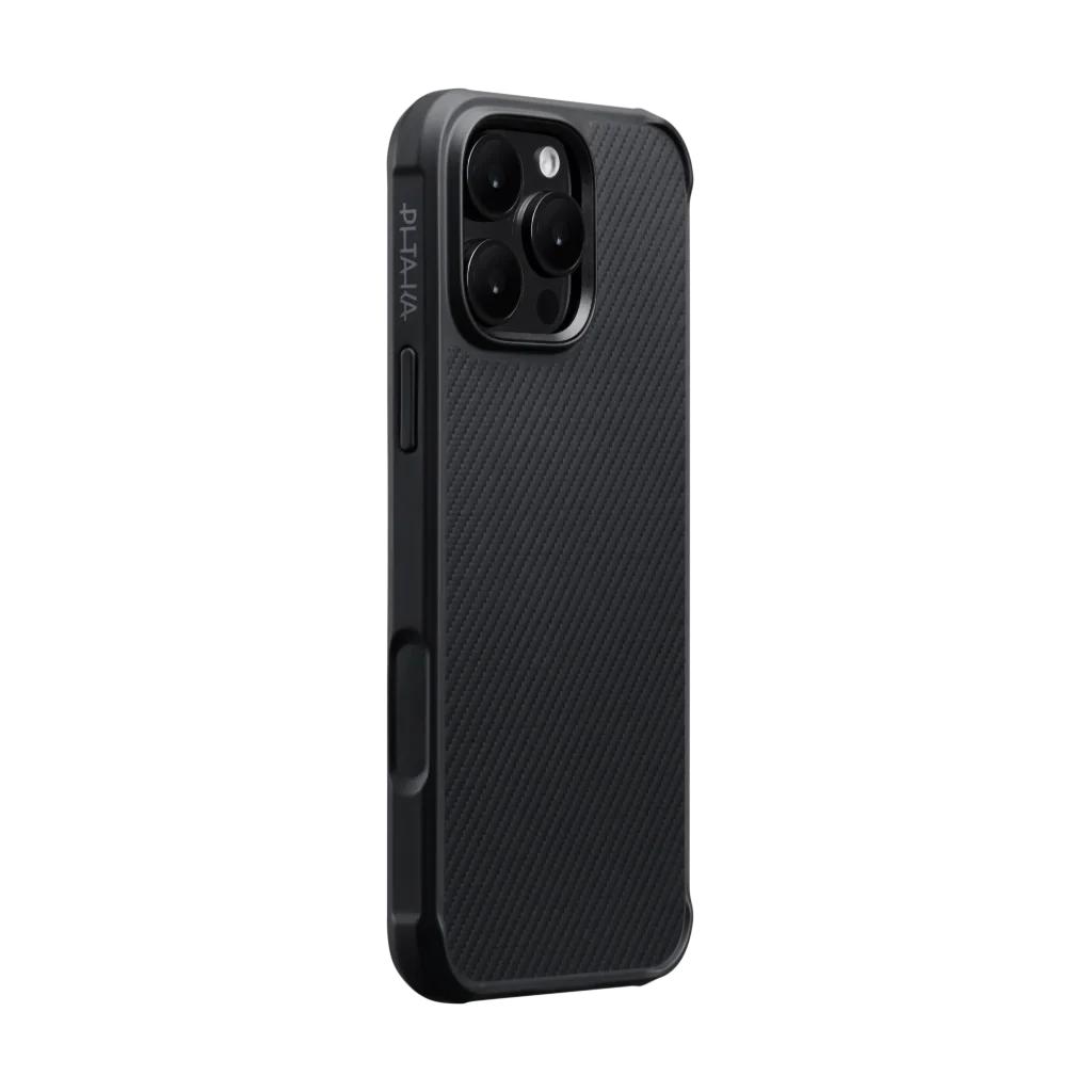 iPhone 16 Pro Max Karbon Kılıf MagSafe Uyumlu Aramid Fiber - Cairn 600D Black Gray Yüzük Standlı