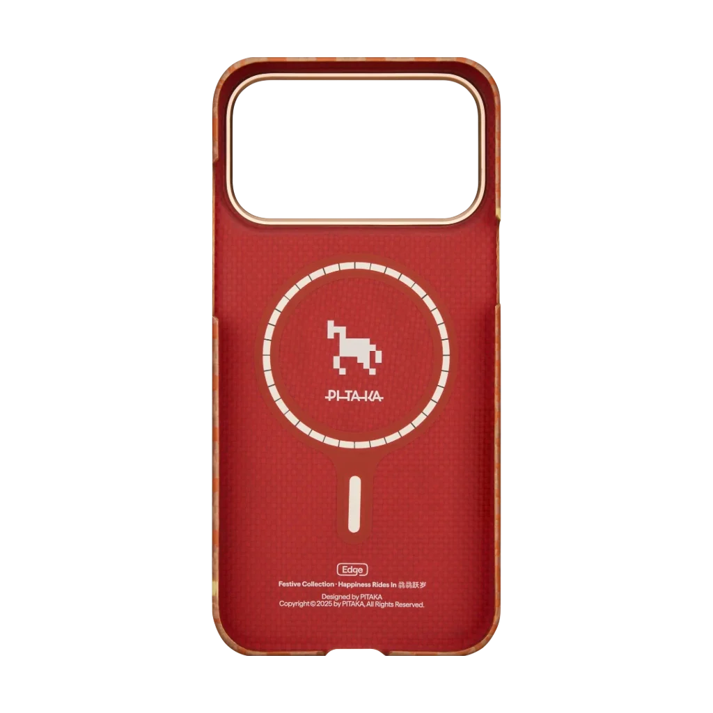 Pitaka iPhone 17 Pro Max Karbon Kılıf MagSafe Uyumlu Aramid Fiber - Edge Amber