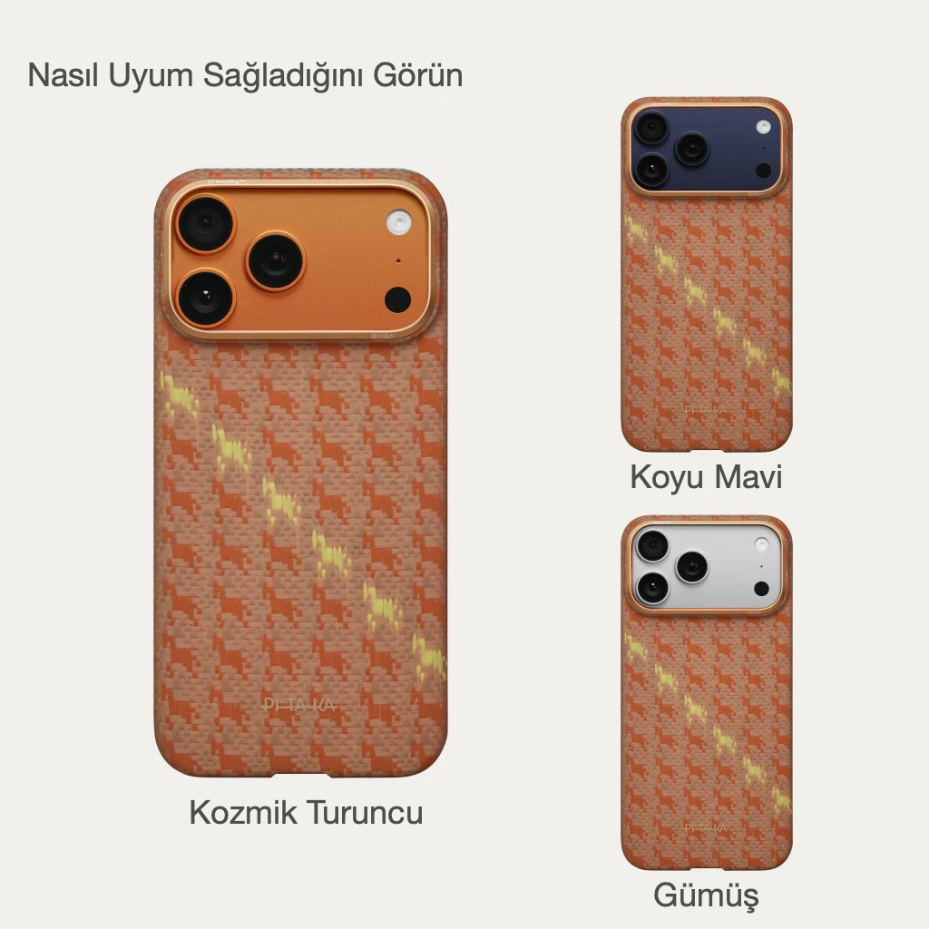 Pitaka iPhone 17 Pro Karbon Kılıf MagSafe Uyumlu Aramid Fiber - Edge Amber