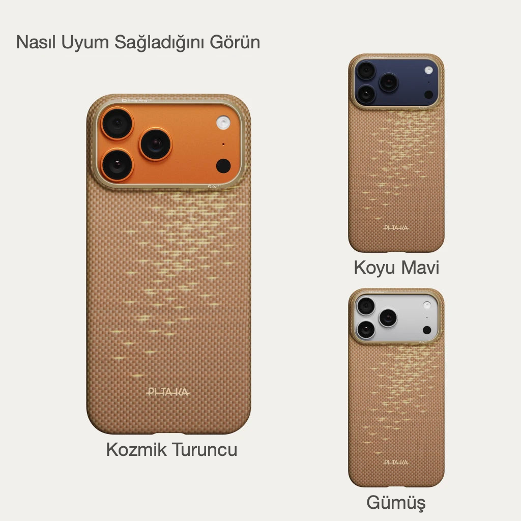 Pitaka iPhone 17 Pro Karbon Kılıf MagSafe Uyumlu Aramid Fiber - Edge Golden Glint