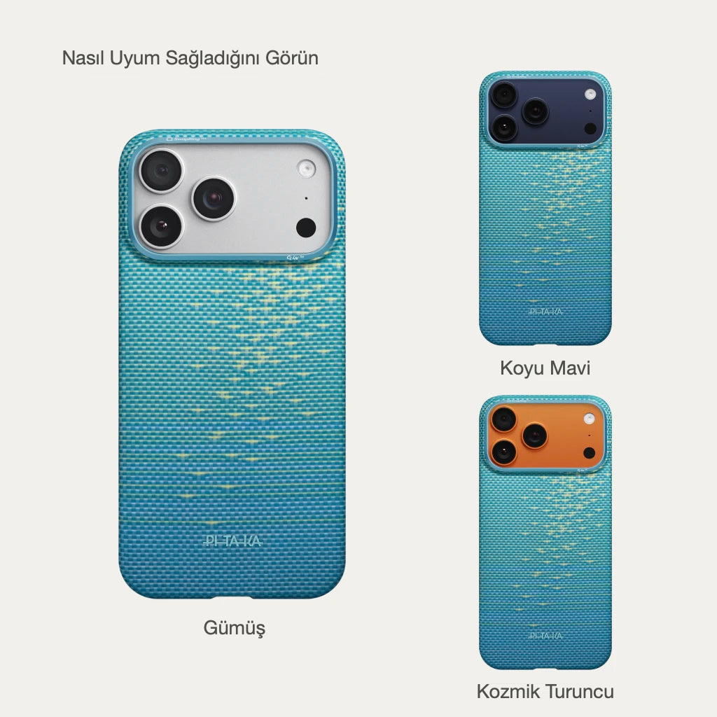 iPhone 17 Pro Max Karbon Kılıf MagSafe Uyumlu Aramid Fiber - Edge Lucid Blue