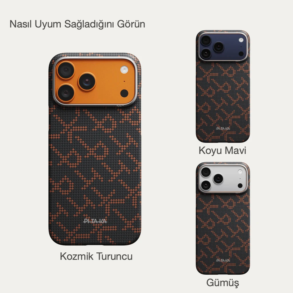 iPhone 17 Pro Max Karbon Kılıf MagSafe Uyumlu Aramid Fiber - Edge Leaping Orange Black